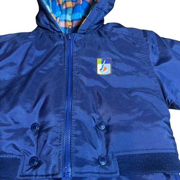 Vintage Gymboree Gymsport navy blue /plaid lined snowsuit coat pants 1-2 yr old - Picture 11 of 11